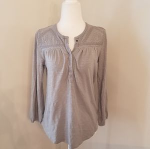 Lucky Brand grey boho long sleeve top